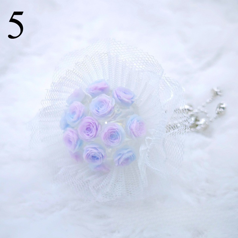 1PC Handmade Beaded Pens Decor with Hole Fringe Chain DIY Mini Lace Rose Bouquet