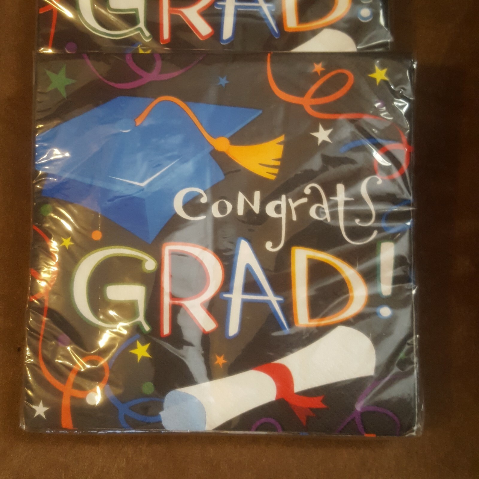 2 Packs of 16 Count, American Greetings Congrats Grad, Lunch Napkins, Black