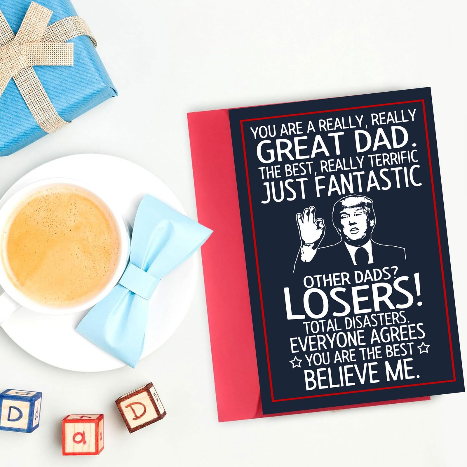 BETHEGIFT Funny Fathers Day Gift Card for Dad from 5.3 x 8.07 inches, NAVY