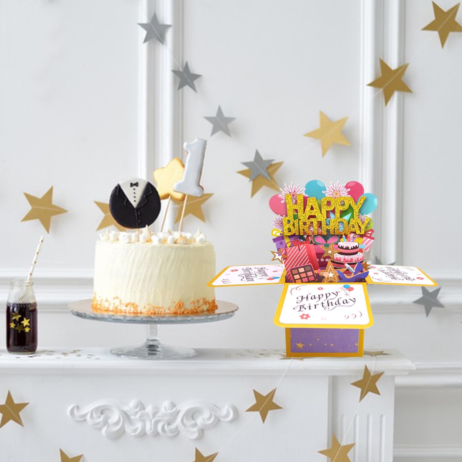 ROBBEAR Funny Happy Birthday Pop Up Card, 210 x 290 mm, Card