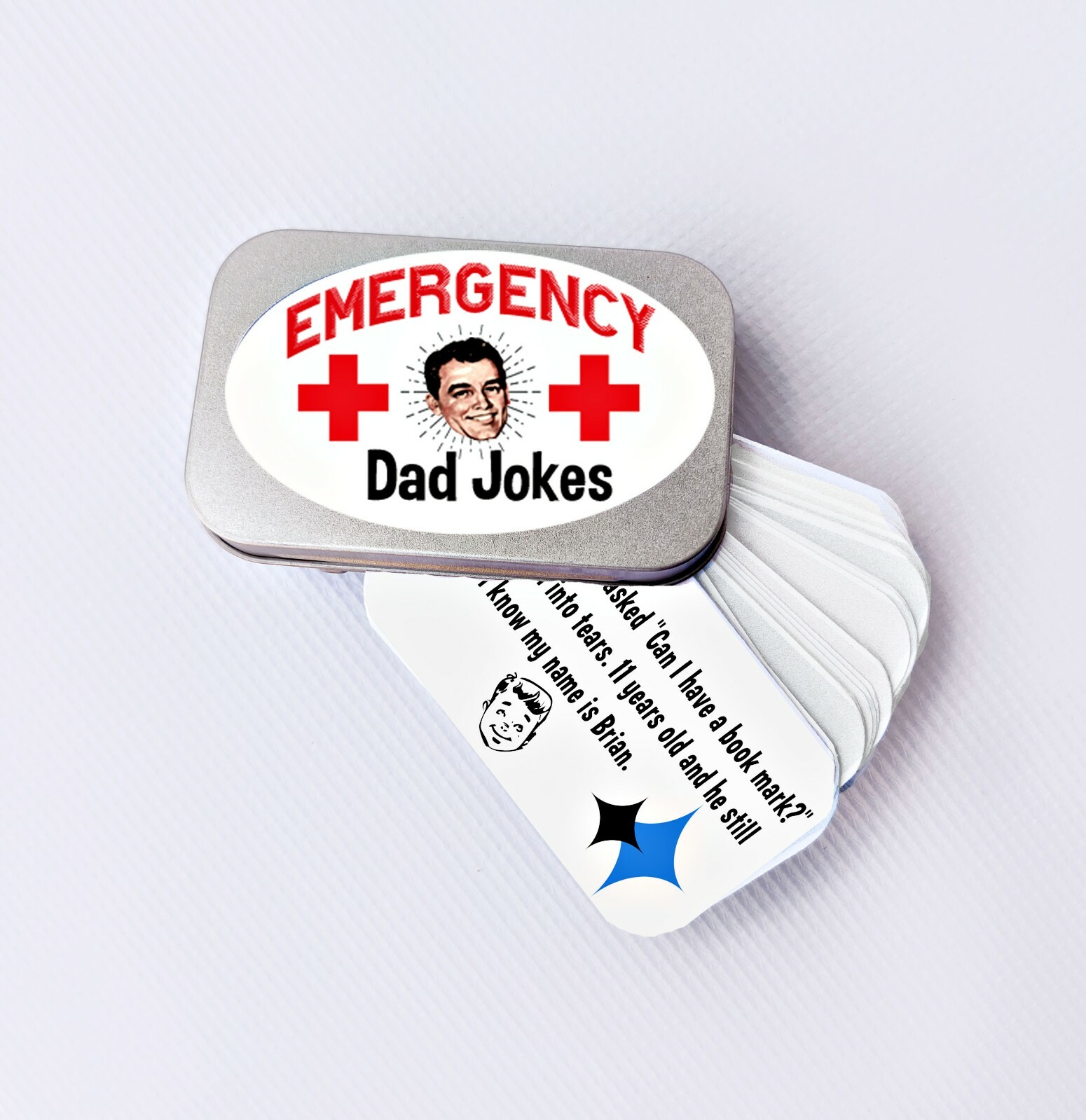 Dad Jokes Emergency, Gift for Him, Tin Container, Funny Gift Father New Daddy