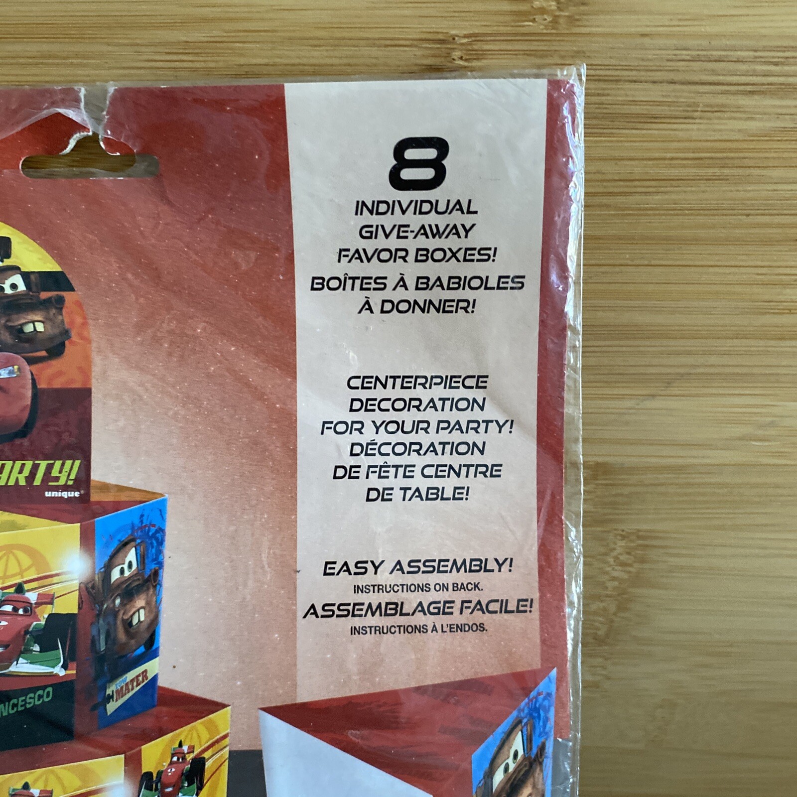 Disney Cars Favour Box Centrepiece Decoration for 8. Unique. Brand New Sealed