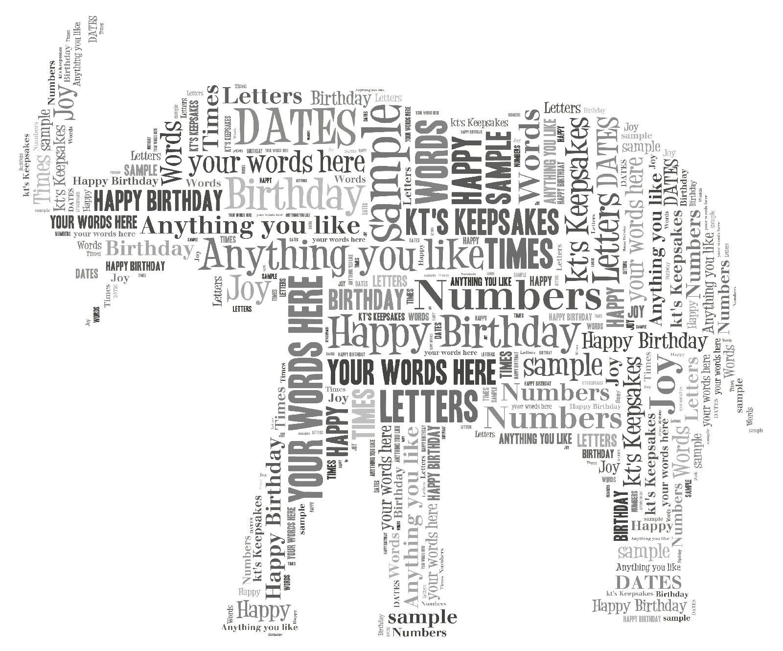 word art personalised gift present keepsake elephant auntie mum nanny son pops