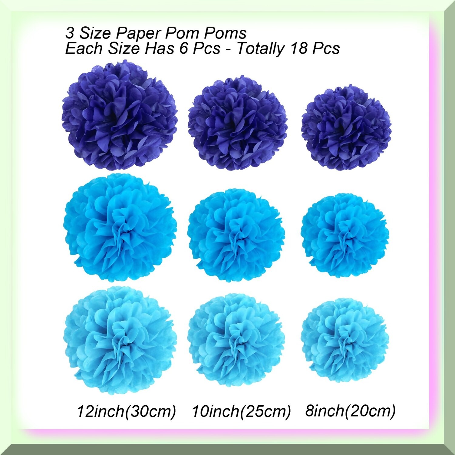 Sky Blue Tissue Paper Flower Ball Set for Celebrations