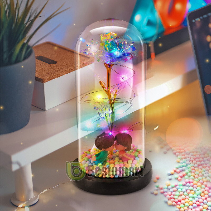 Crystal Galaxy Enchanted Rose LED Glass Forever Flower Home Decoration Gift Box