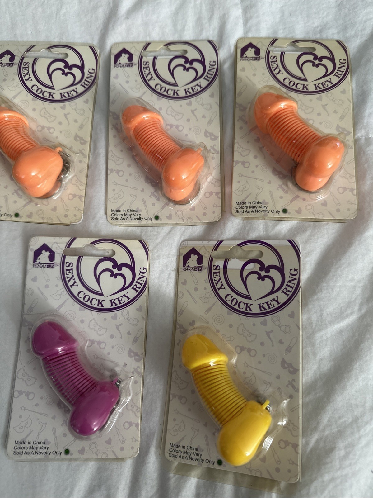 LOT OF 7 Penis Willy Dick Novelty Keychain, Key Ring, Purse Fob bachelorettes