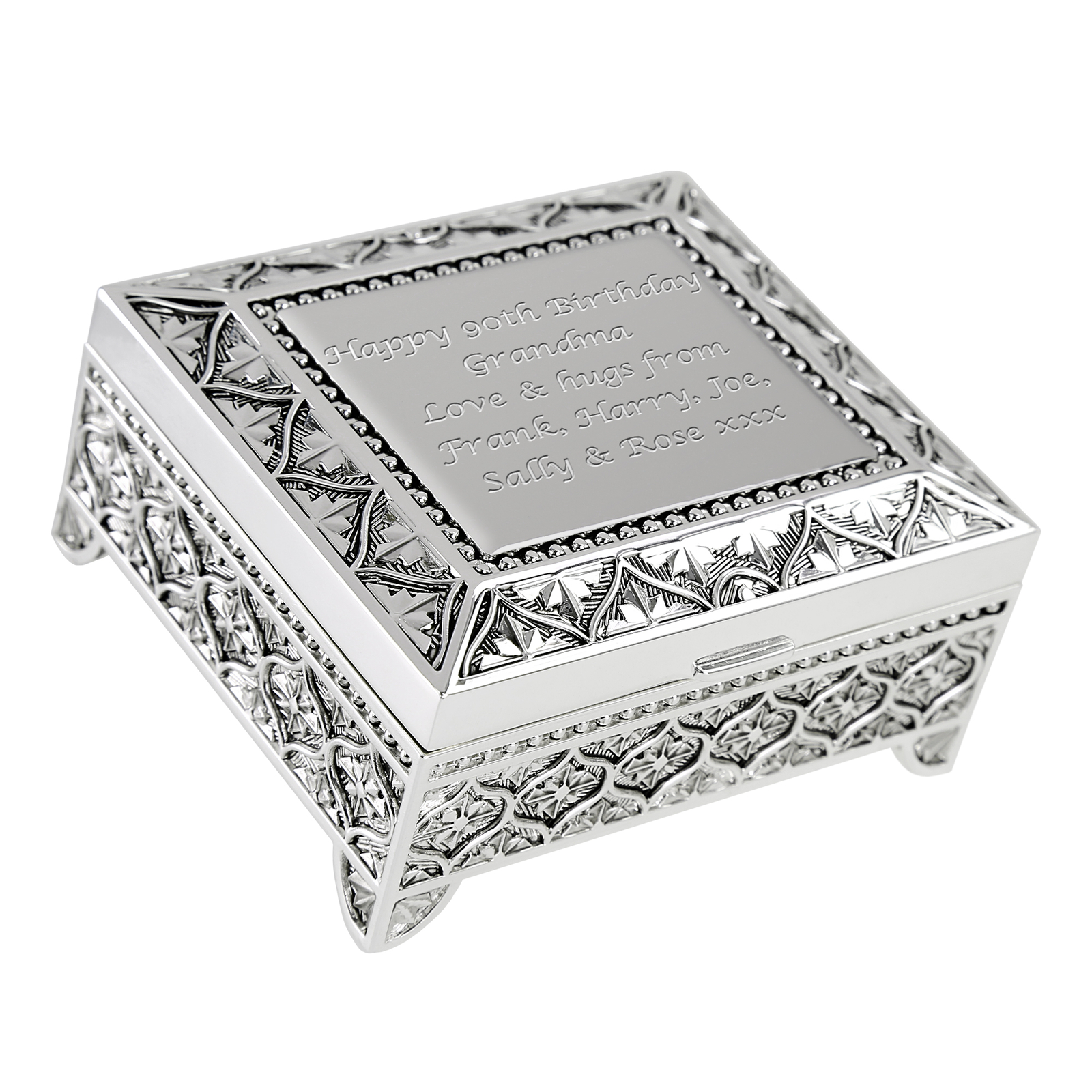 Girl’s 90th Birthday Gift Ninetieth Birthday Silver Plated Trinket Box For Girls