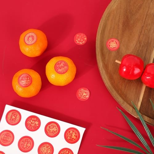 400 Pcs 2026 Year of The Horse Chinese New Year Stickers, Round Red Candy