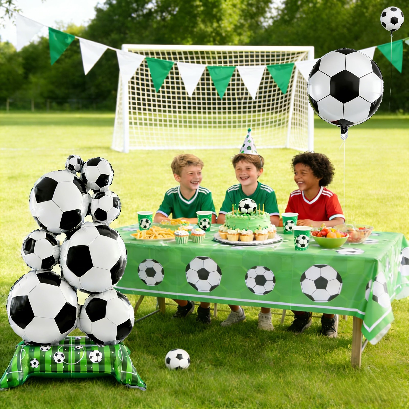 6-Piece Soccer Party Decorations – 32 inches x 59 inches, Black, White, Green