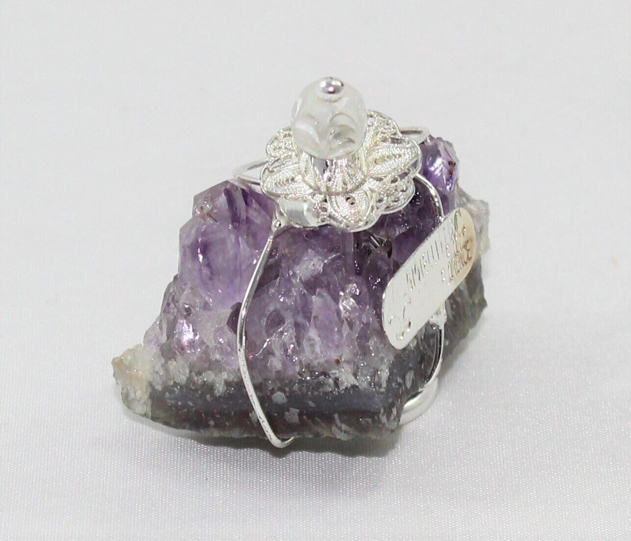 10 Birth Baptism Birthday Favor Silver Filigree and Amethyst