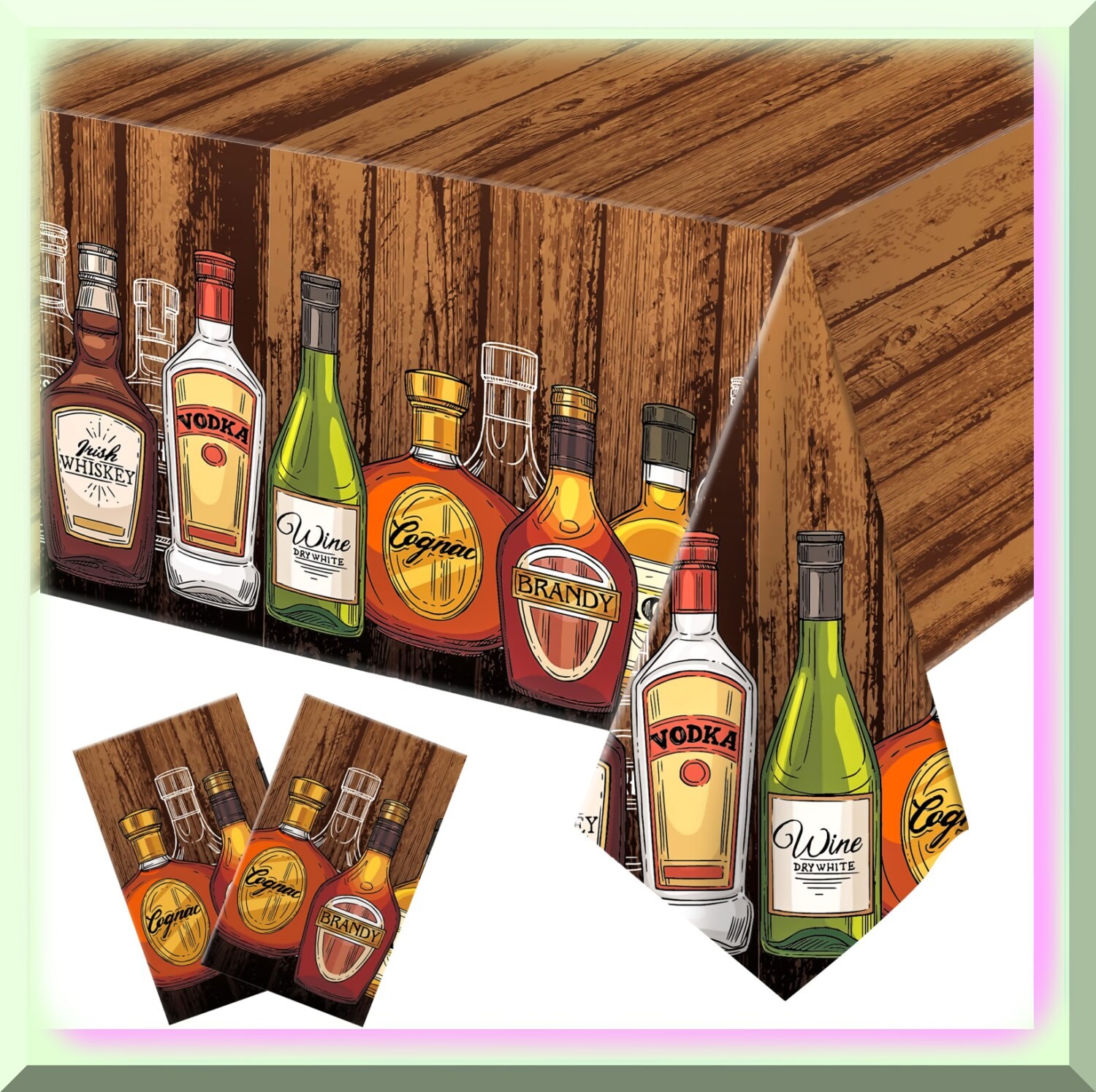 Whiskey Theme Party Table Covers Set 86.6×51.2 inches