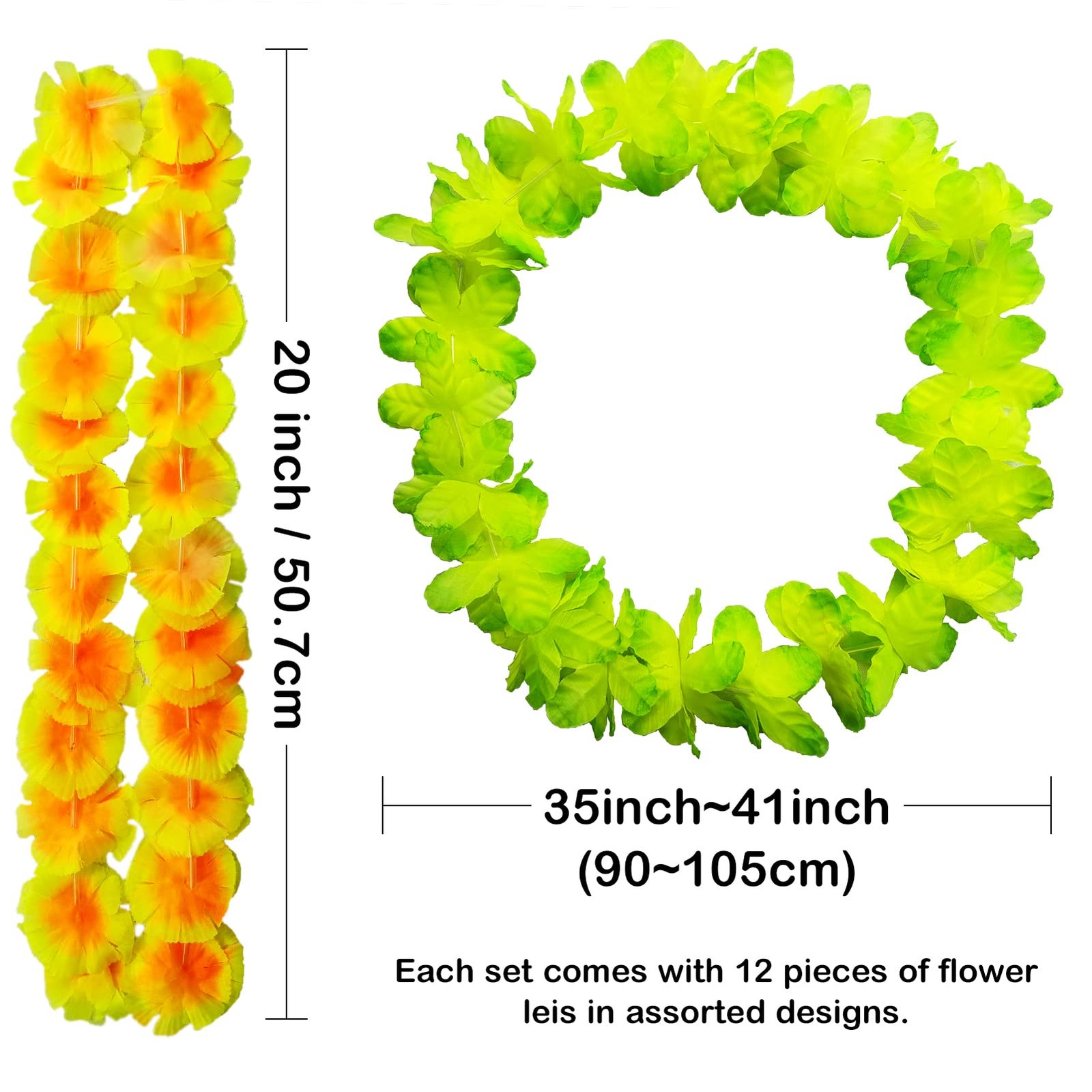 GoodUping 50 PCS Hawaiian Leis, Perfect Luau Party Supplies 50PCS, Multicolor