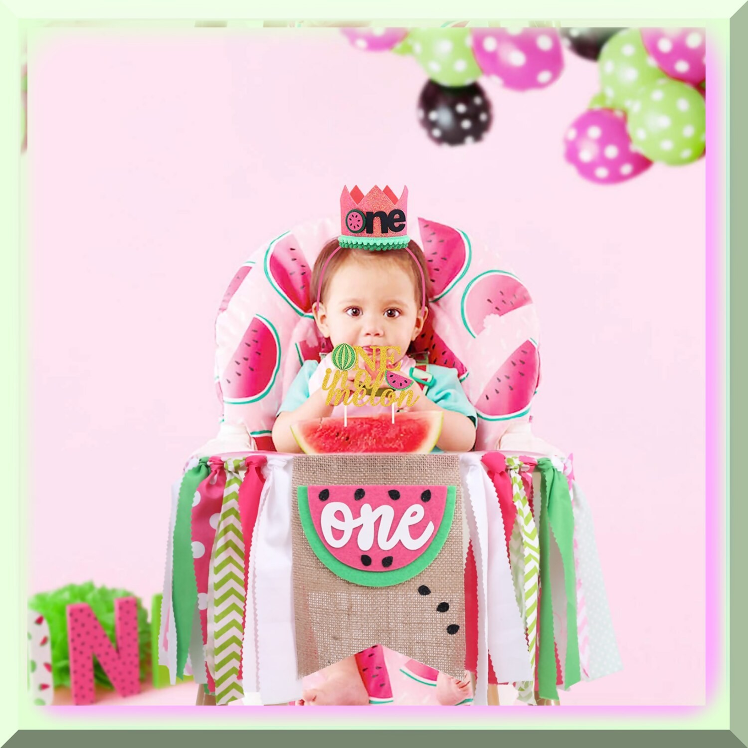 First Birthday Watermelon High Chair Banner