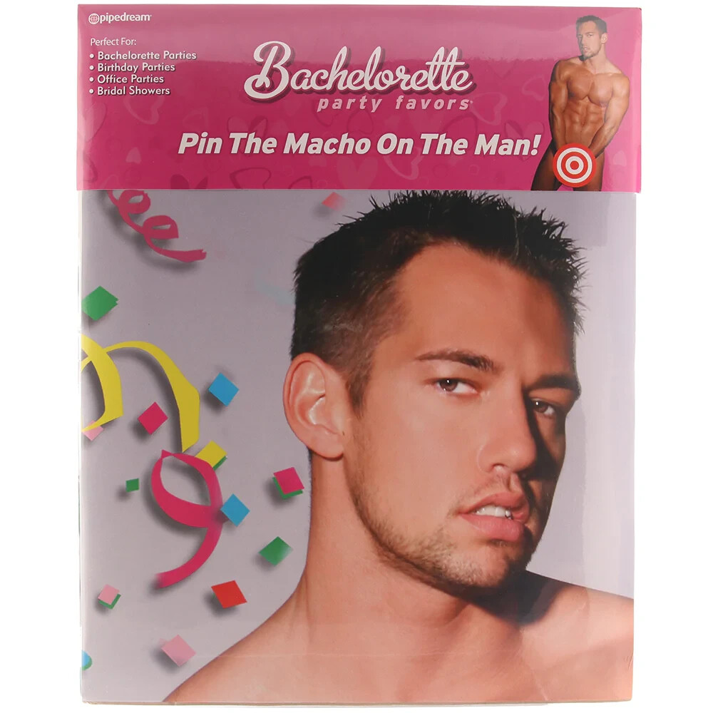 Bachelorette Party FAVOR PIN THE MACHO ON THE MAN – Bridal Shower Funny Gag Game