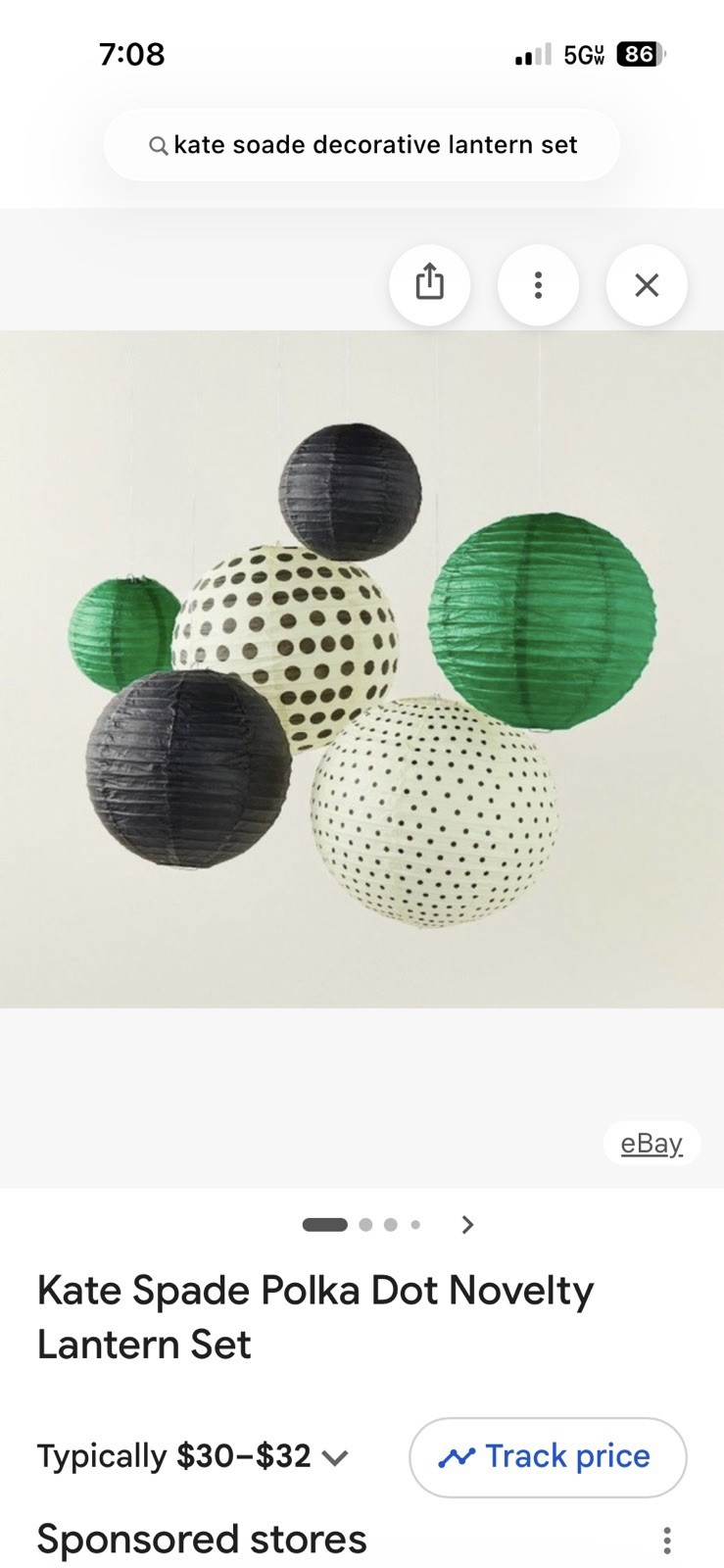 Kate Spade X Target Decorative Lantern Set of 6 Green Polka Dots