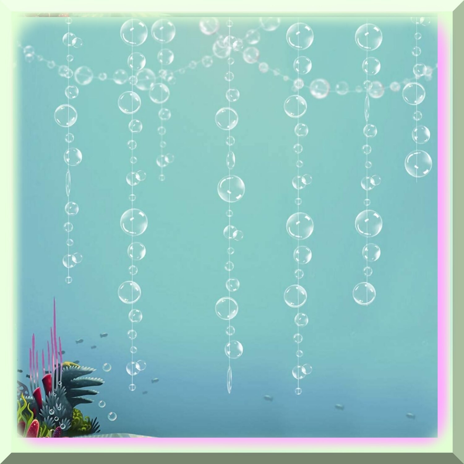 Underwater Bubble Party Kit with Tinsel Backdrop