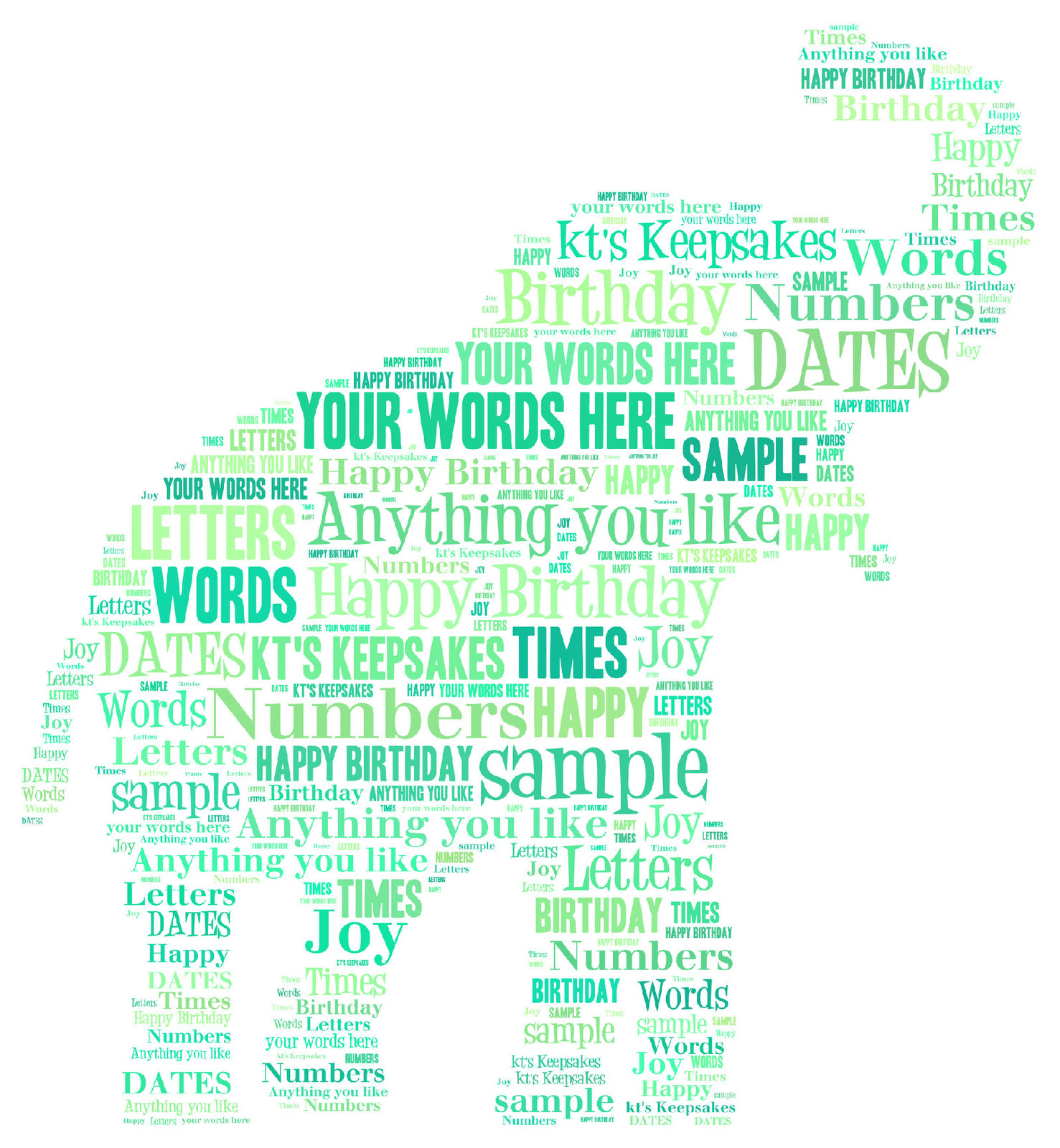 word art personalised gift present keepsake elephant auntie mum nanny son pops