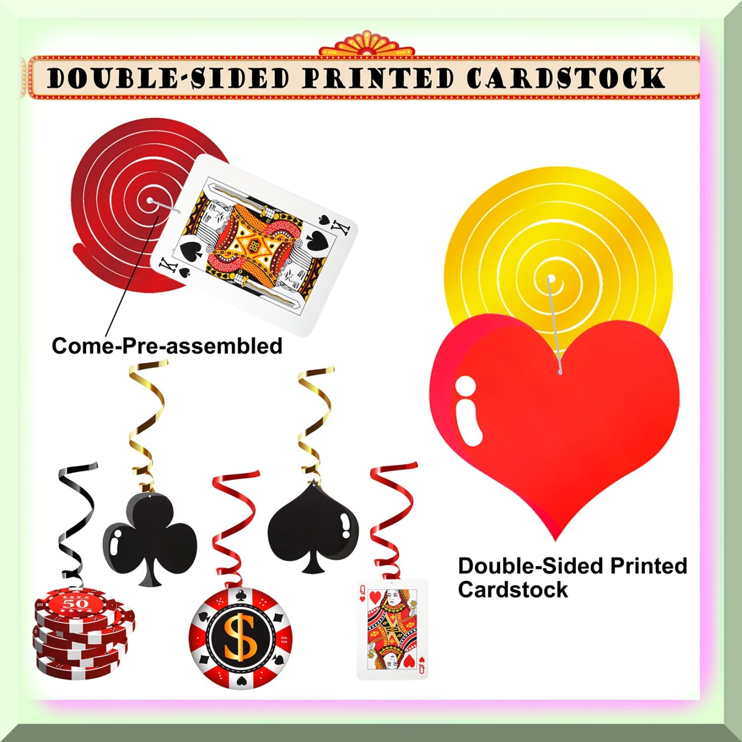 30 Poker Theme Hanging Decorations for Casino Night