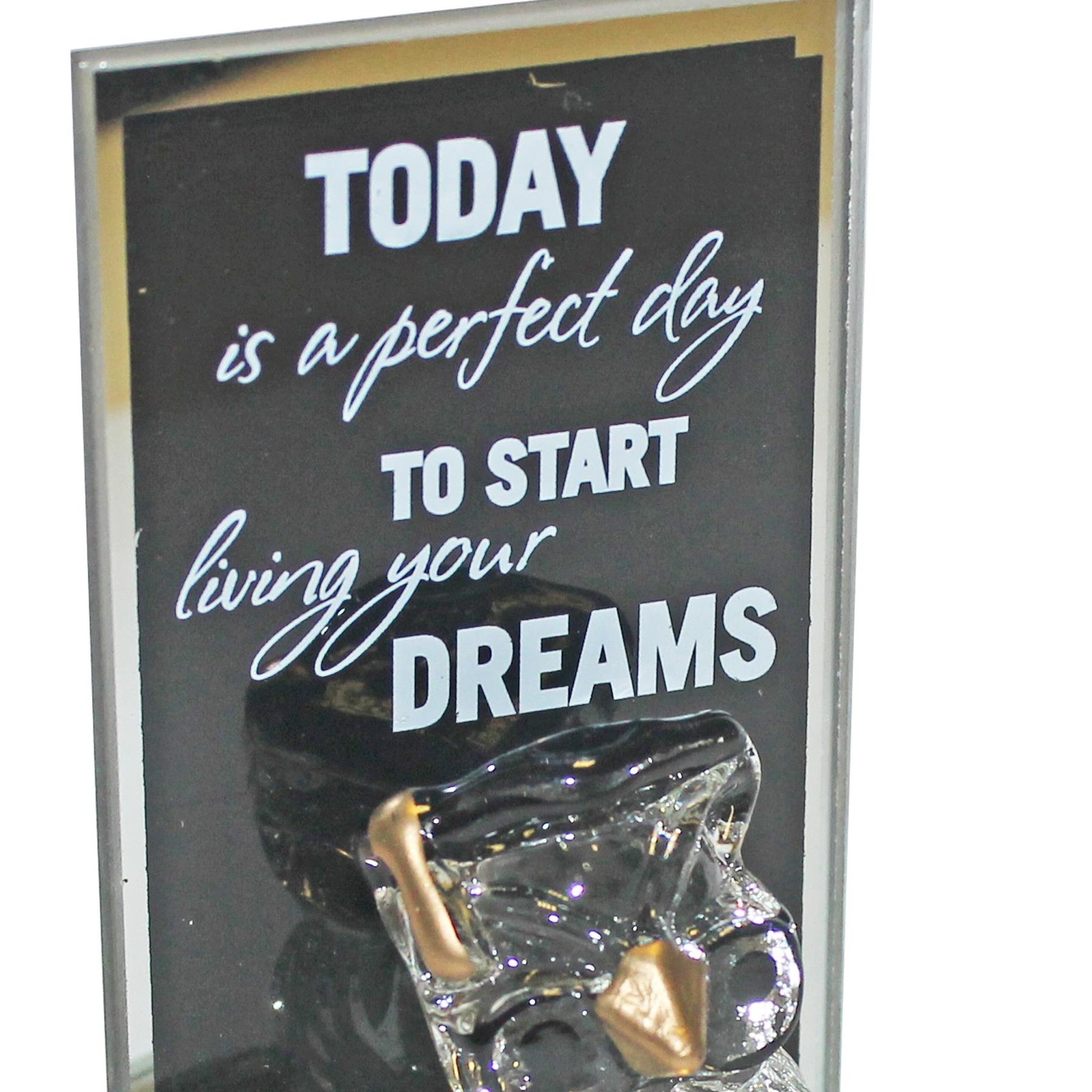 Graduation Glass Owl Plaque with Wording 9cm x 6cm