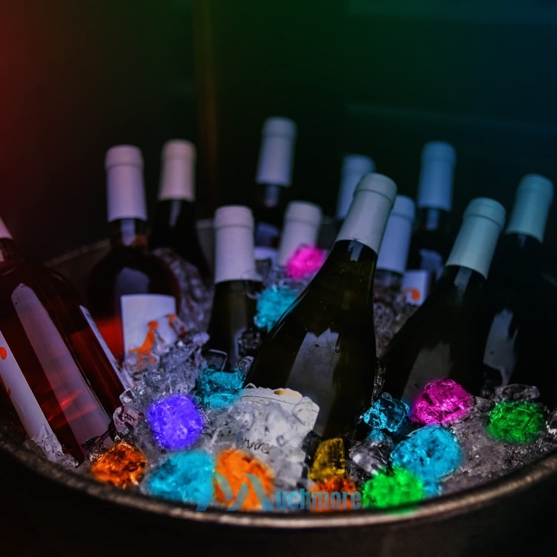 12~48pc Waterproof Light Up Led Ice Cubes for Party Drinks Dark Glowing Ice Cube