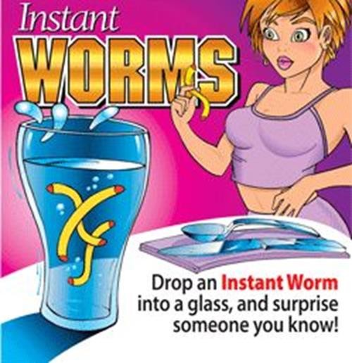 4 INSTANT MAGGOT WORMS – Prank Drink Magic Trick Gag Novelty Joke