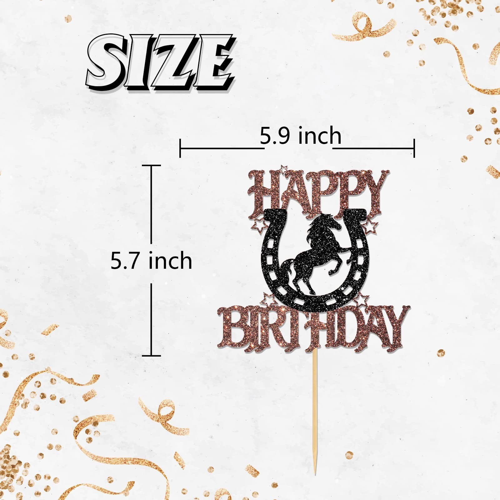 Horseshoe & Horse Happy Birthday Cake Topper, Horse Racing Theme Party Decora…