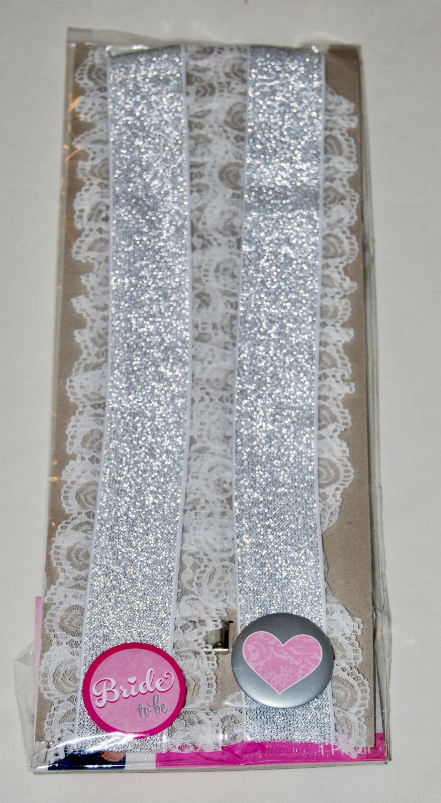 New Amscan Women’s White & Silver BRIDE TO BE Bachelorette Party Suspenders O/S