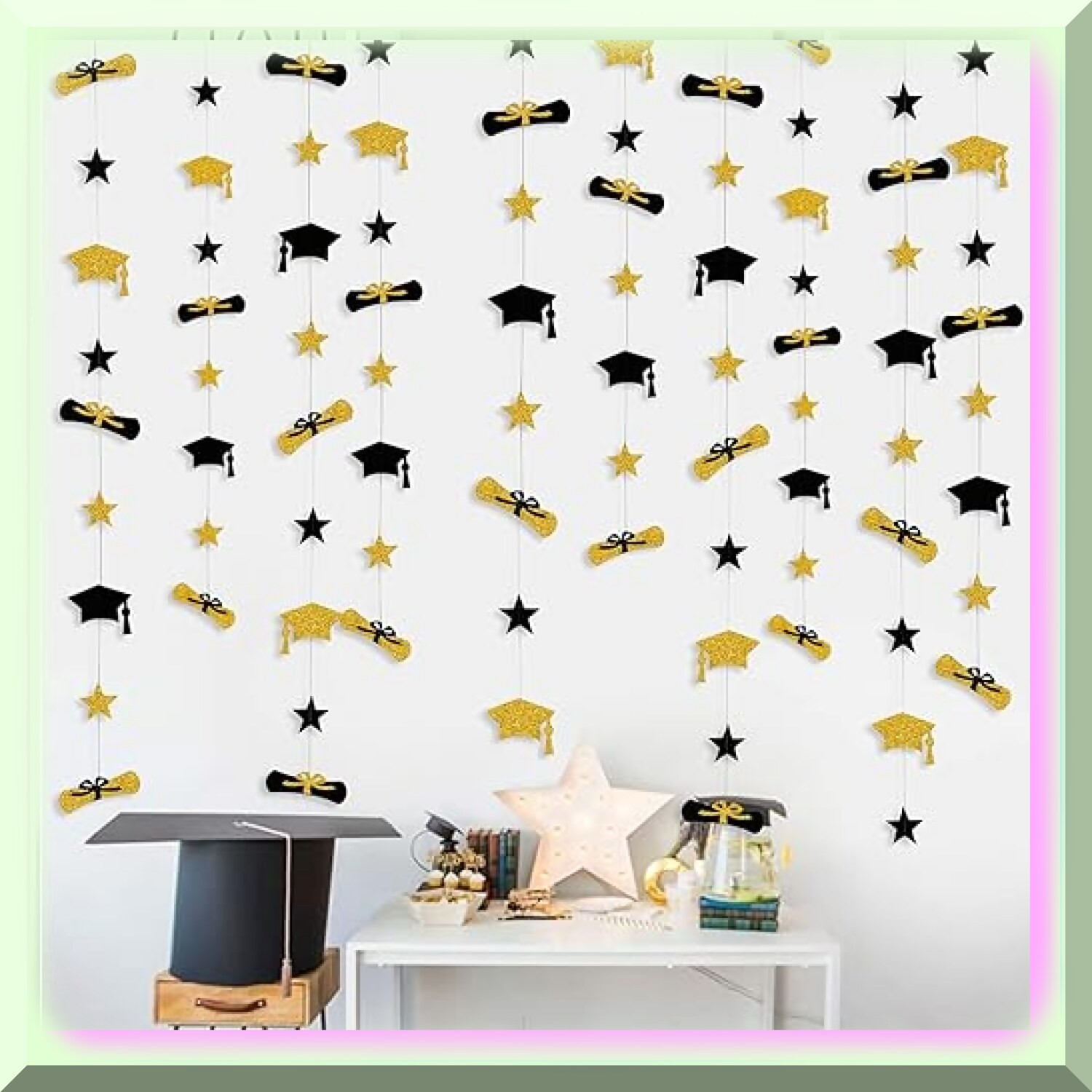 Graduation Celebration Kit with Hat Diploma and Star Garland