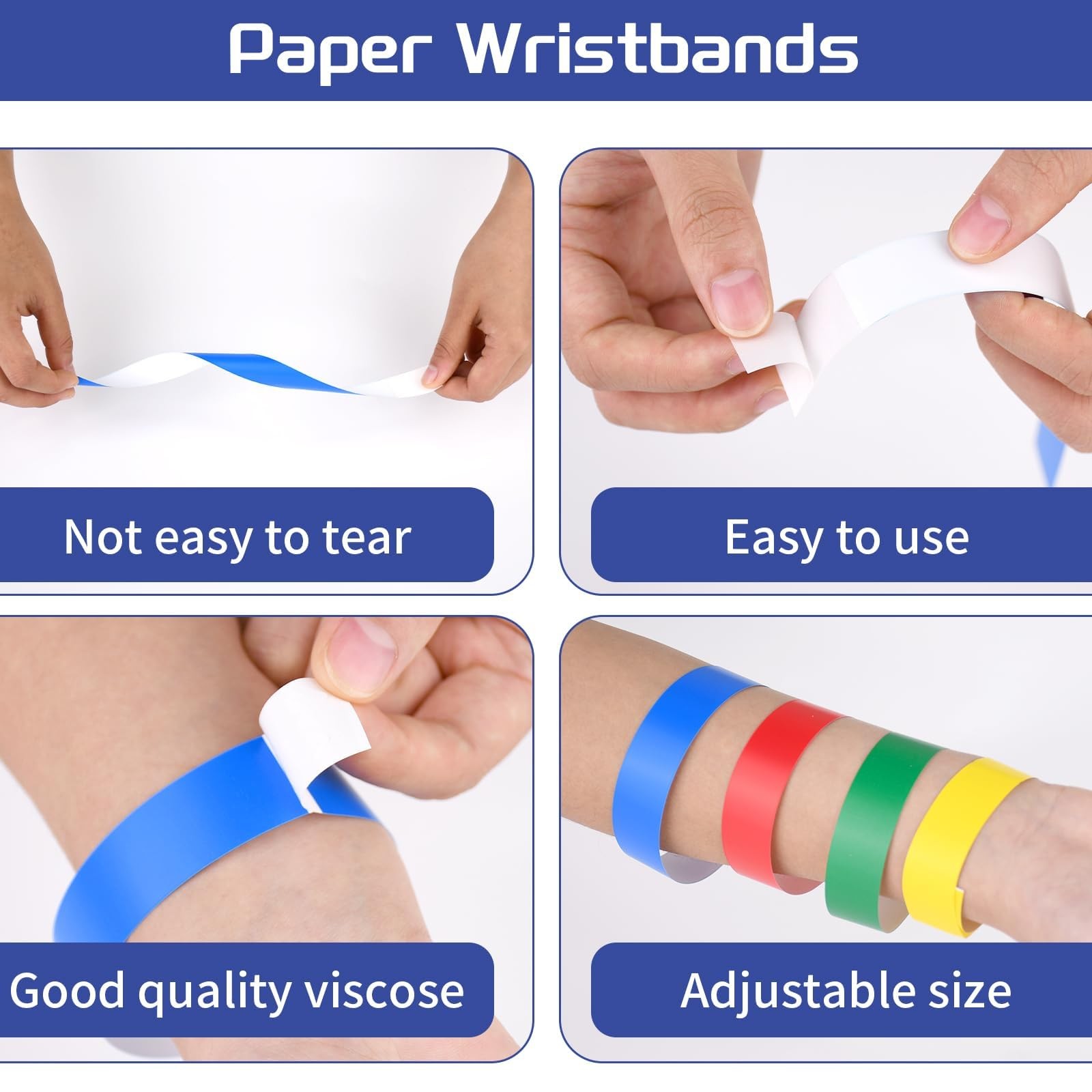 2000 Pcs Paper Wristbands for Events Waterproof Neon Colored Wrist Bands Adhe…
