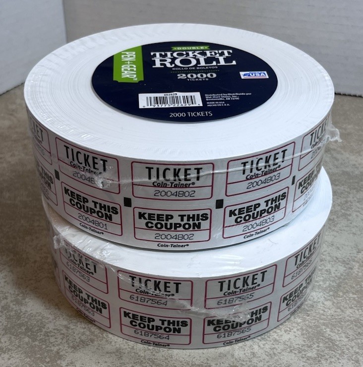 Pen + Gear Double Ticket Roll 2000 Raffle 50/50 Fundraising