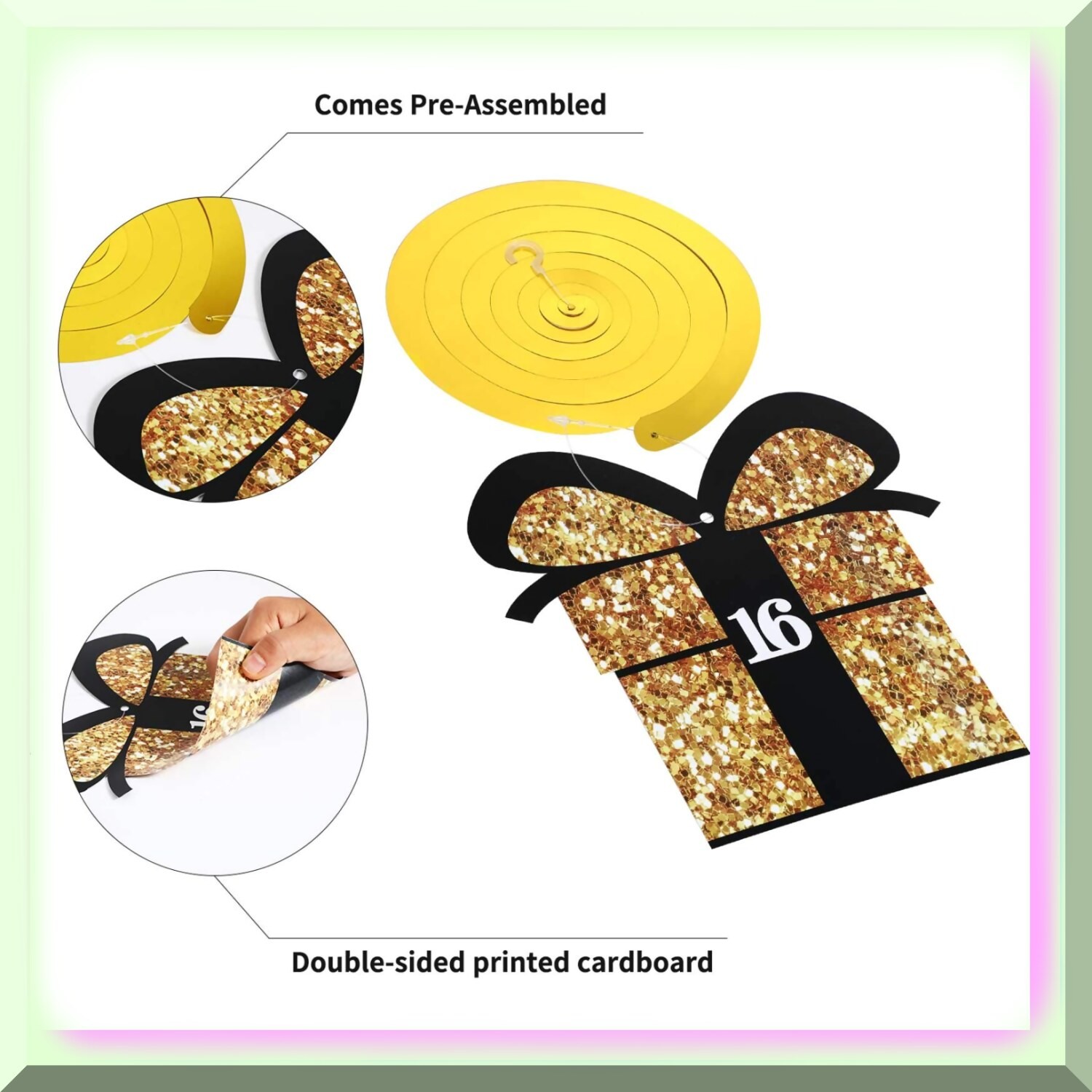 Sweet 16 Metallic Decor Set with Cards and Swirls
