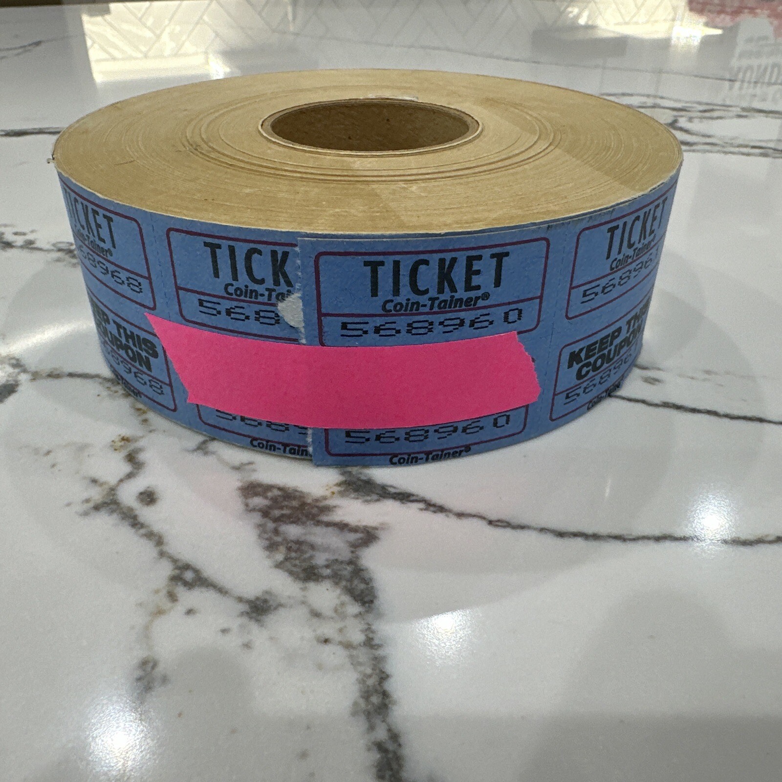 Raffle Tickets Double Stub Roll of Split Tickets 50/50 Blue Color