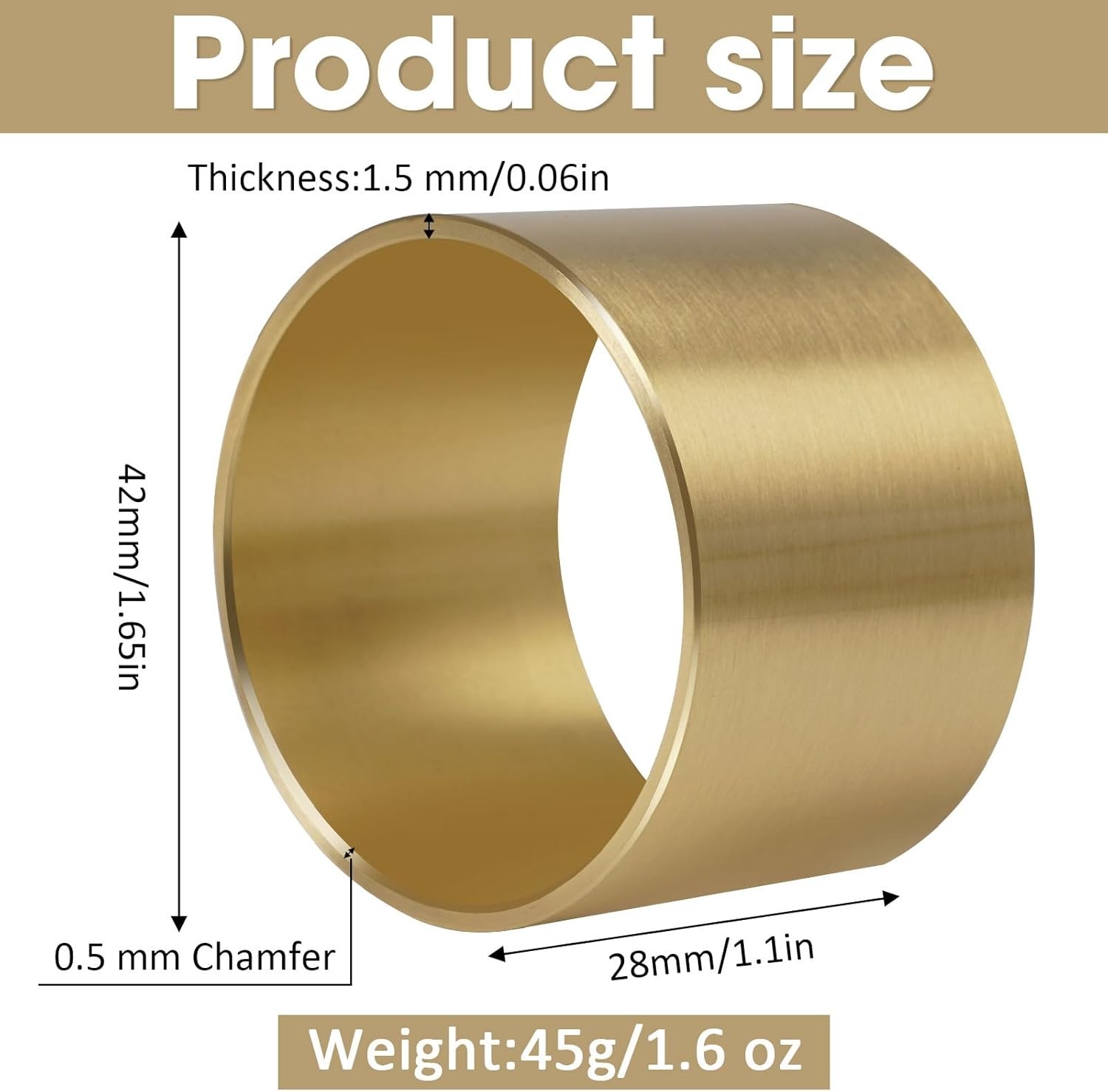 Solid Brass Napkin Rings Set of 6 Natural Brass Color Ring Retro Style Dining