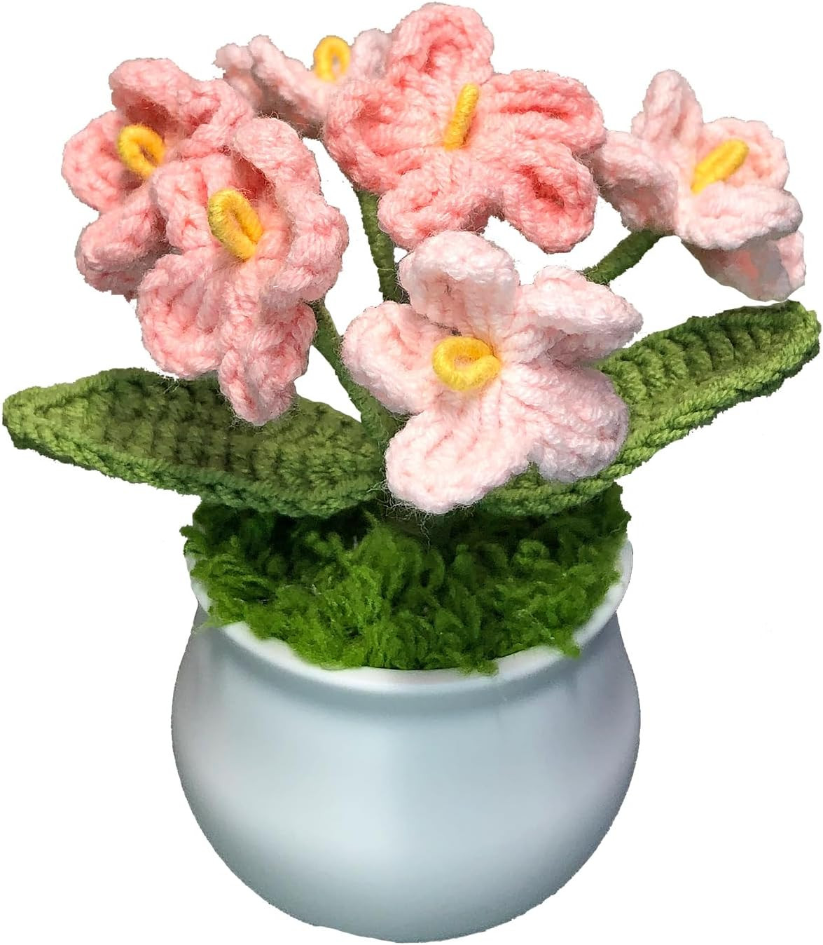 Crochet Flower Pink Gradient Myosotis – Gift for Women, Home & Desk Decor