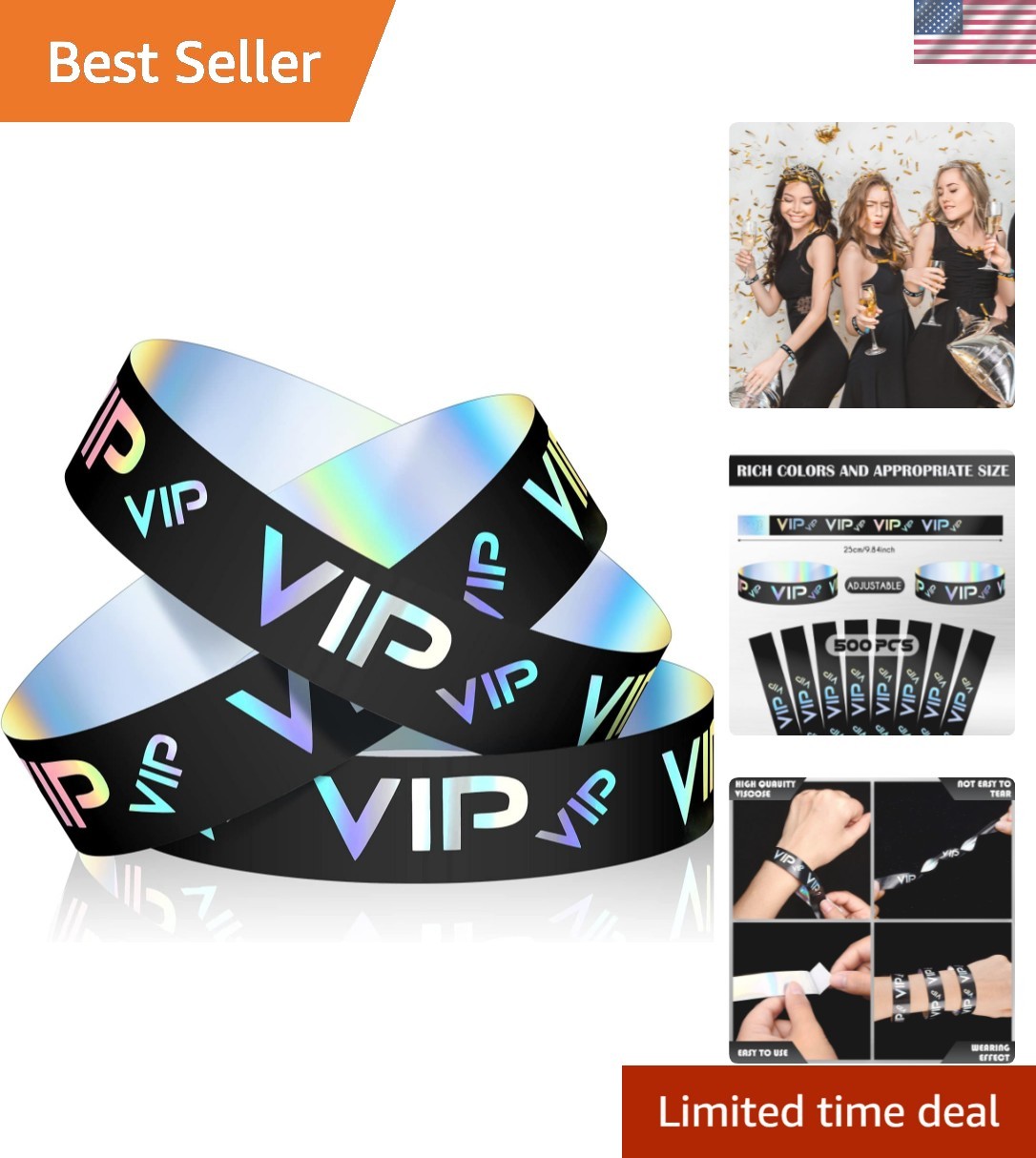500 Pack VIP Plastic Wristbands Bracelets Party for Events VIP Custom Wristba…