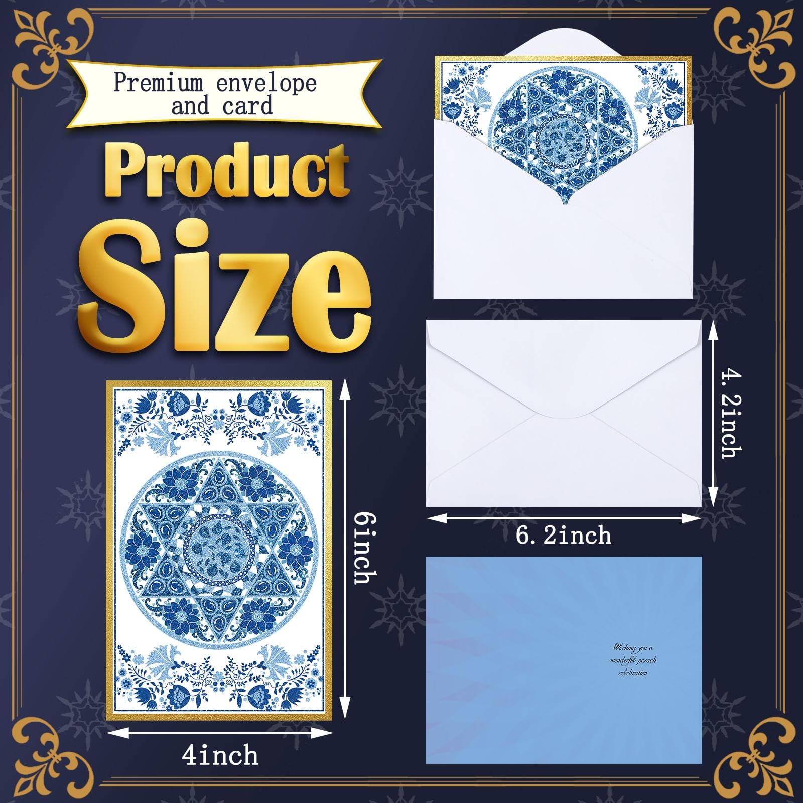 Janlaugh 24 Sets Passover Greetings Cards with Envelopes as the picture shows