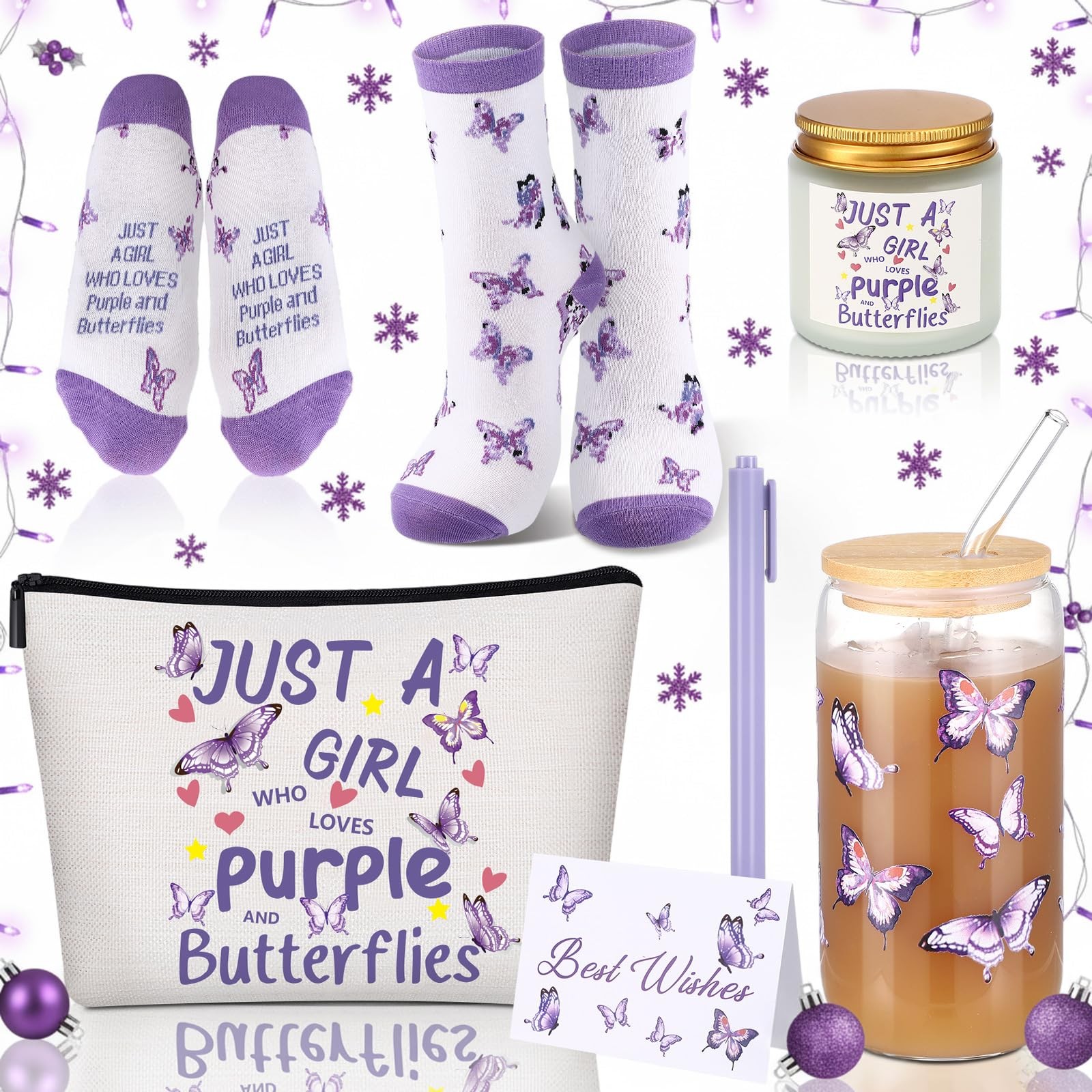 Singhoow Purple Butterfly Gifts Set of 6 Makeup As shown,