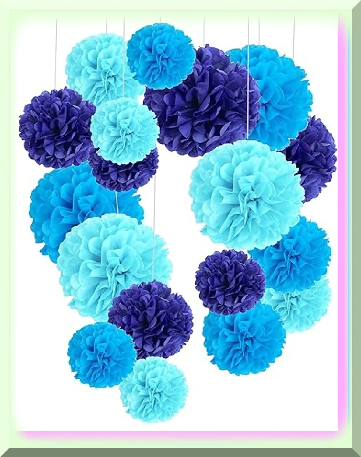 Sky Blue Tissue Paper Flower Ball Set for Celebrations
