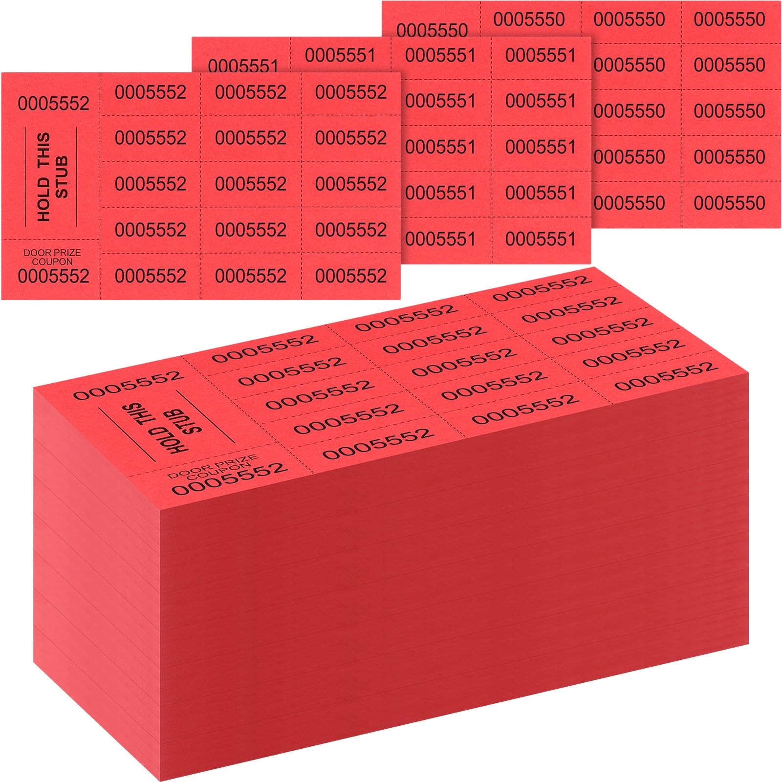 504 Sheets 15 Bid Raffle Ticket Chinese Auction Events Church Basket Red