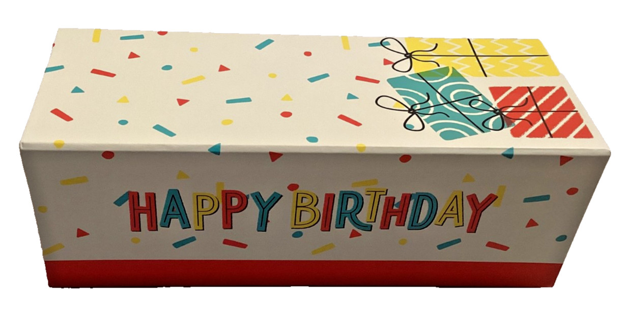 Happy Birthday Gift Present Drawer Box Cardboard Confetti 9″ x 3.5″ x 3.5″