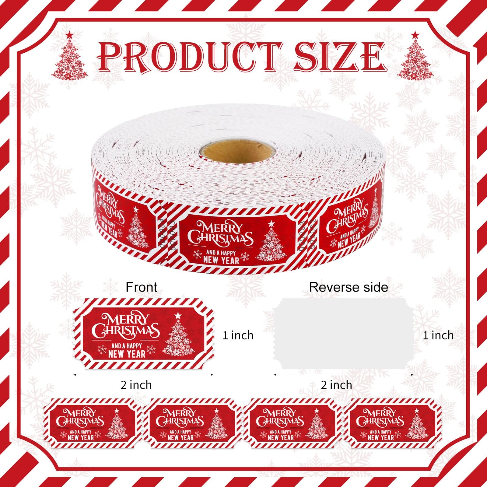 1000 PCS Merry Christmas Tree Drink Ticket Single Raffle Roll Red White Party
