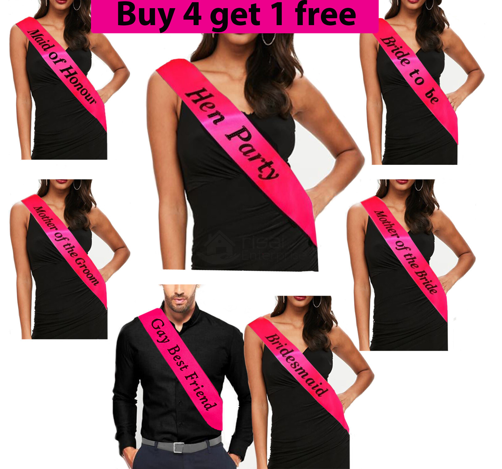 Bride To Be Sash Hen Party Sashes Team Wedding Girls Night Out party BRIGH PINK