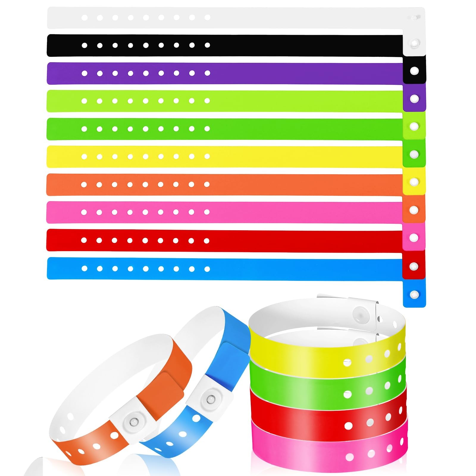 60 Pcs Vinyl Wristband in 10 Colors, Plastic 30cm x 23cm x 1.9cm, Colorful