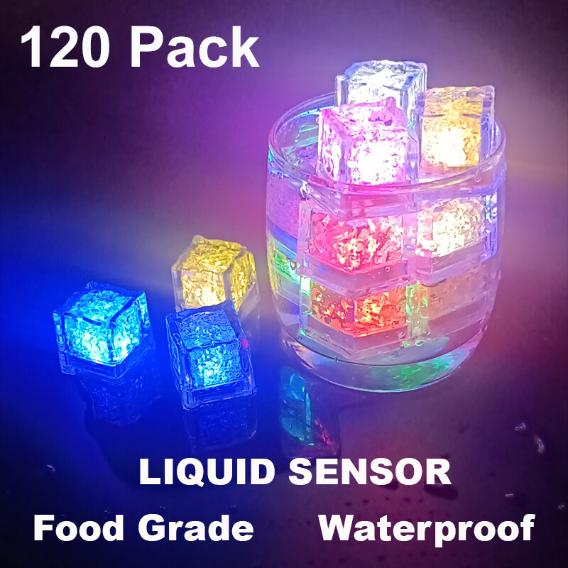 120PCS Waterproof Glow LED Ice Cubes with Liquid Sensor for Wedding Party Drinks