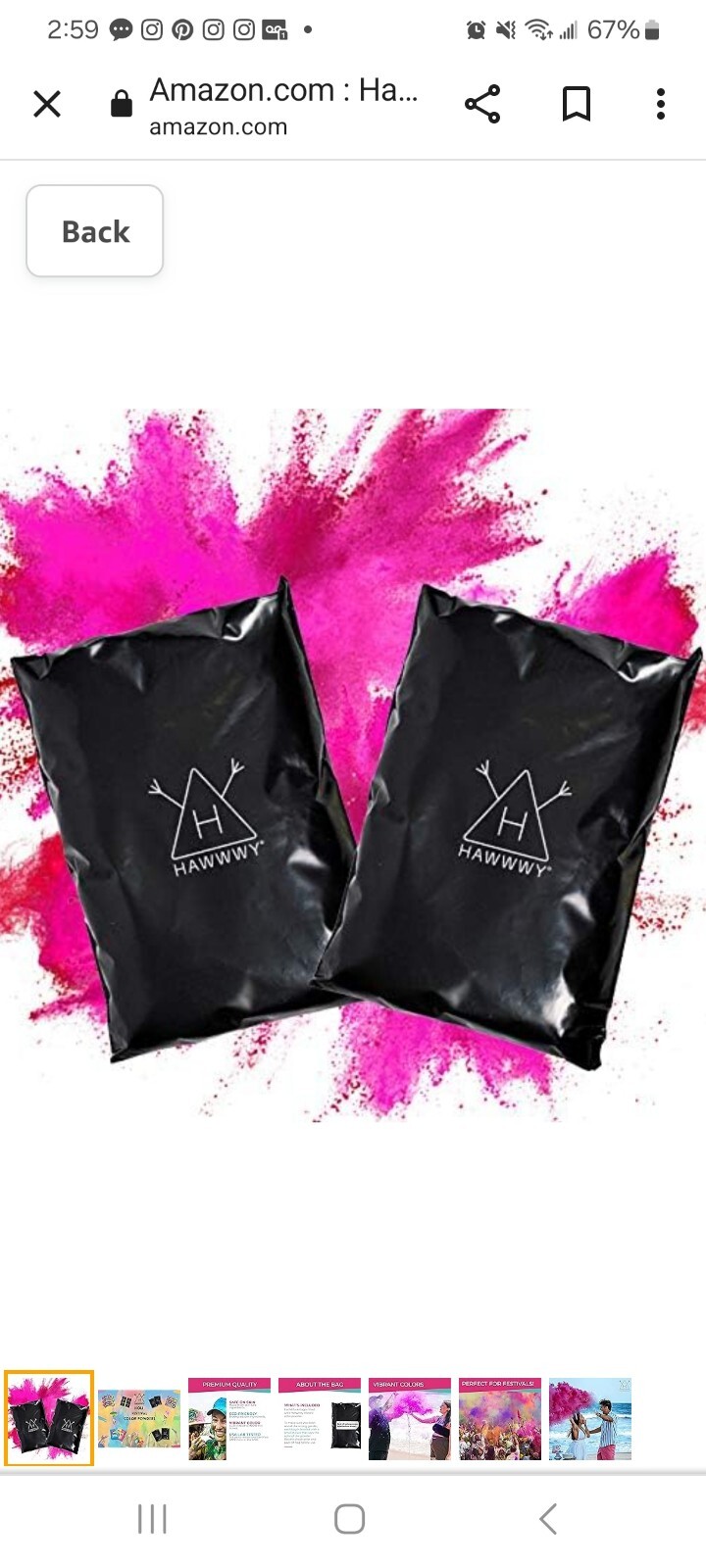 NEW Hawwwy Colored Powder-Gender Reveal Powder-Color Run – 2 lbs of Pink Powder