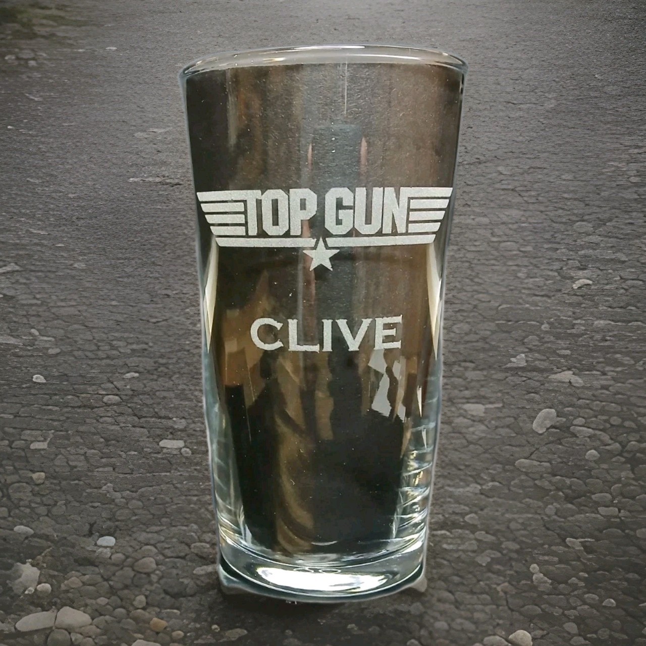 PERSONALISED ENGRAVED TOP GUN PINT GLASS DAD BIRTHDAY GIFT BOXED TOPGUN PINT