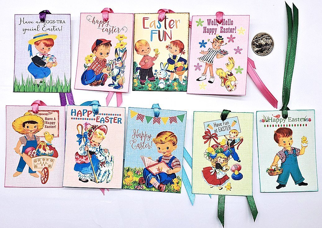 9-Easter-Retro-Mid Century-1950’s-Junk Journal-Linen Cardstock-Gift-Hang-Tags