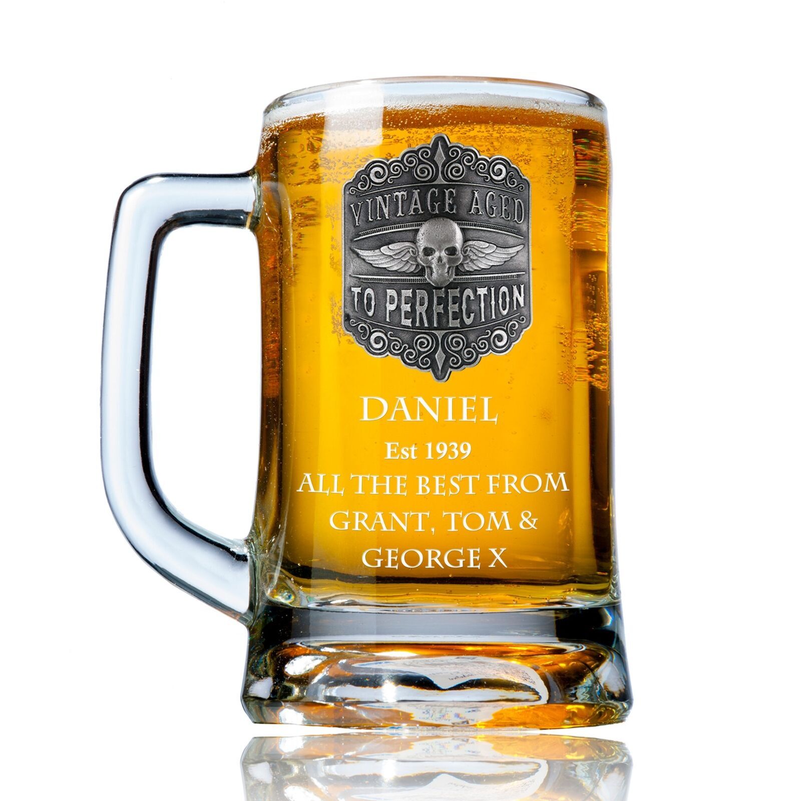 80th Birthday Men’s Personalised Pint Glass Tankard For Dad Grandad Eightieth 80