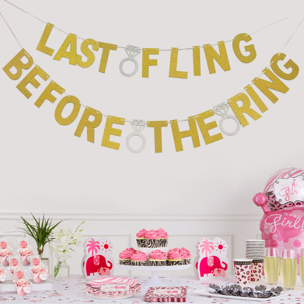 Bachelor Party Paper Banner Bunting Flag Single Party Glitter Letter Pull Flag