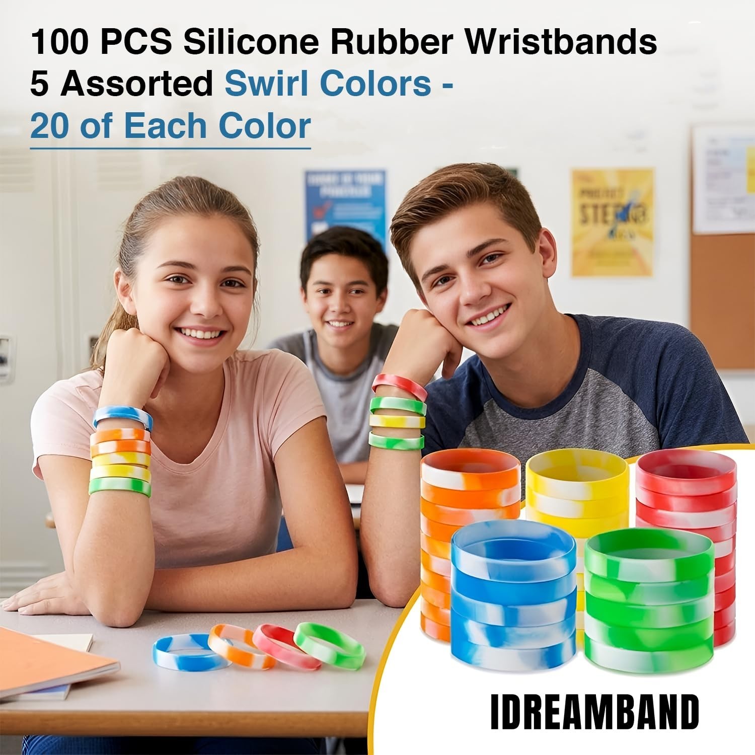 Rubber Bracelet Wristbands | 100 Silicone Bracelets for Women, Men & Teens | …